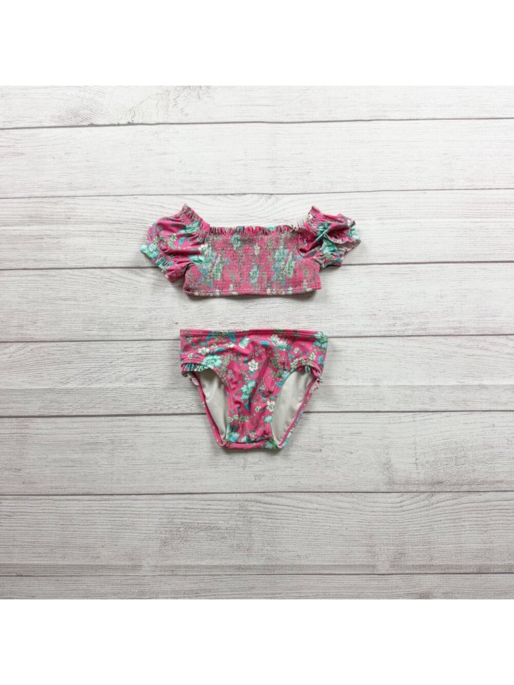 Janie And Jack Baby Girl 2-Piece Floral Swimsuit Pink Green 18-24 Months